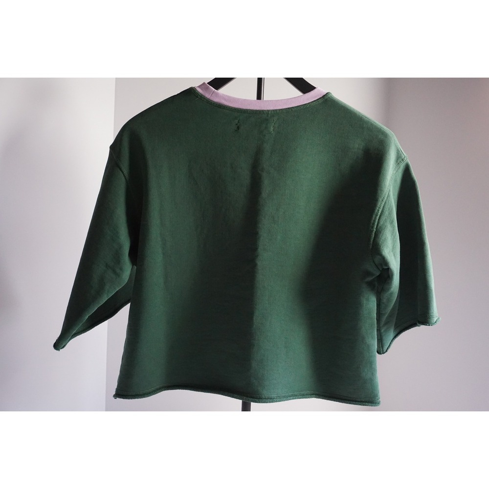 Anthropologie 85 Chicago Cropped Sweatshirt Green Lilac Graphic S - Picture 9 of 14